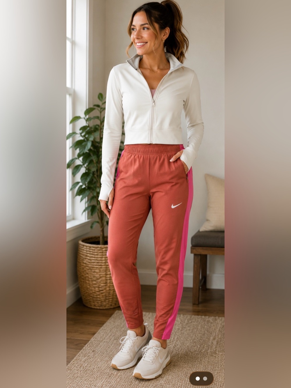 158 Nike Therma-FIT Women’s XS Running Pants Pink Brown Slim Fit NWT